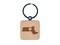 Massachusetts State with Heart Engraved Wood Square Keychain Tag Charm